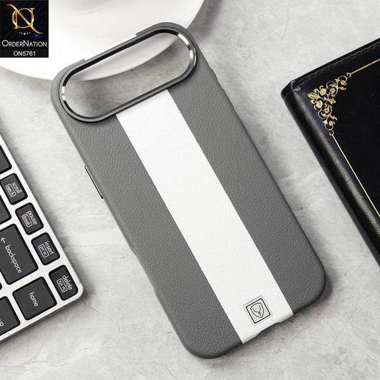 iPhone 17 Air Cover - Gray - Brand New Youksh Premium Leather Textured Liner Design Case With Metal Camera Ring