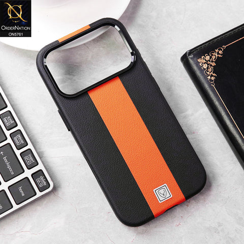 iPhone 17 Pro Cover - Orange - Brand New Youksh Premium Leather Textured Liner Design Case With Metal Camera Ring