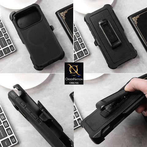 iPhone 17 Pro Max Cover - Black - New Luxurious Heavy Duty Military Standard Antimicrobial Protection Wireless Charging Compatible Multi Layer Defense  With Kickstand  And Raised Edged Protection For Camera And Screen