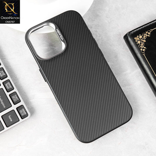 iPhone 17 Cover - Black - Brand New Youksh Premium carbon Fiber Texture Case With Metal Camera Ring