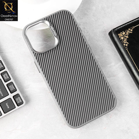 iPhone 17 Cover - Gray - Brand New Youksh Premium carbon Fiber Texture Case With Metal Camera Ring