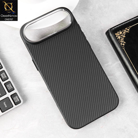 iPhone 17 Air Cover - Black - Brand New Youksh Premium carbon Fiber Texture Case With Metal Camera Ring