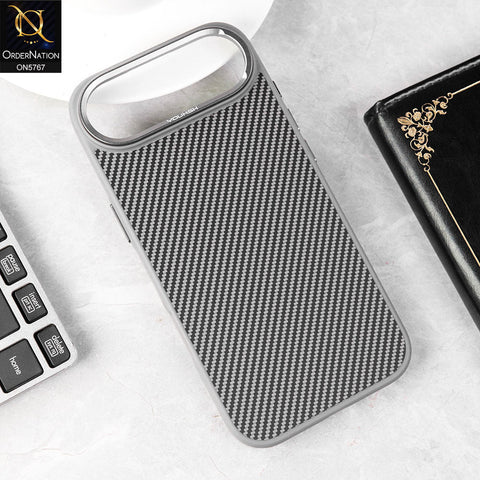 iPhone 17 Air Cover - Gray - Brand New Youksh Premium carbon Fiber Texture Case With Metal Camera Ring