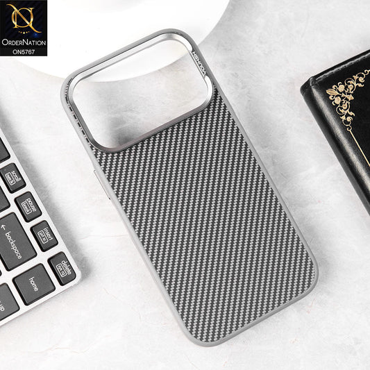 iPhone 17 Pro Cover - Gray - Brand New Youksh Premium carbon Fiber Texture Case With Metal Camera Ring