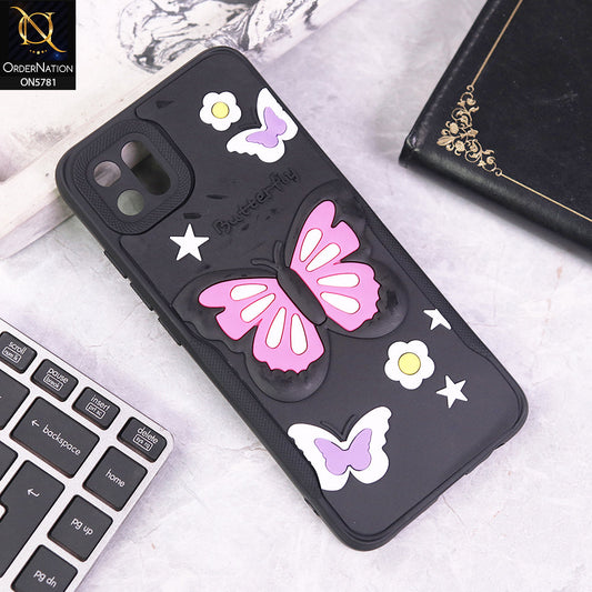 Oppo A16K Cover - Black - 3D Butterfly Soft Case With Camera Protection Case