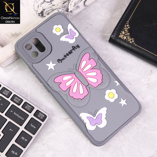 Oppo A16K Cover - Gray - 3D Butterfly Soft Case With Camera Protection Case
