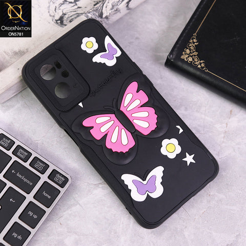 Oppo A76 Cover - Black - 3D Butterfly Soft Case With Camera Protection Case