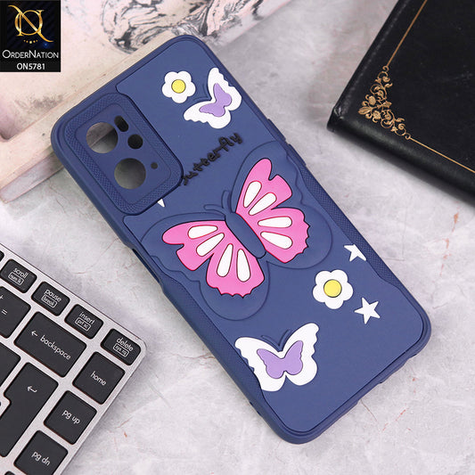 Oppo A76 Cover - Blue - 3D Butterfly Soft Case With Camera Protection Case
