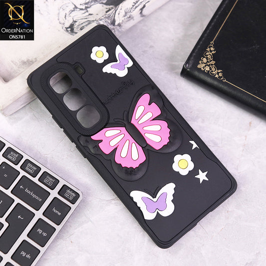 Infinix Hot 50 Pro Plus Cover - Black - 3D Butterfly Soft Case With Camera Protection Case