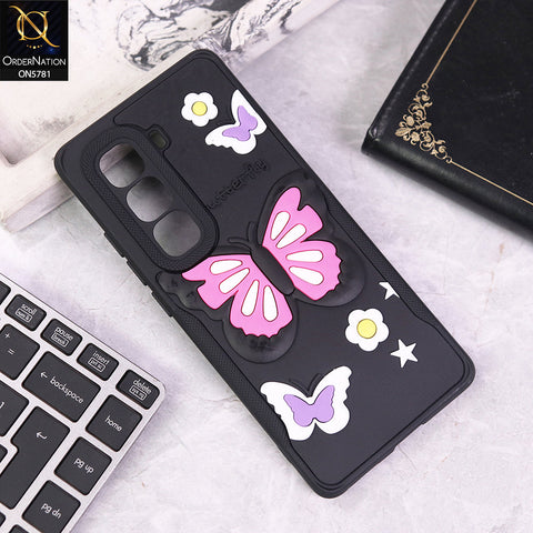 Infinix Hot 50 Pro Plus Cover - Black - 3D Butterfly Soft Case With Camera Protection Case