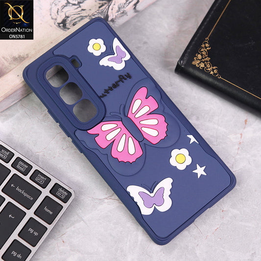 Infinix Hot 50 Pro Plus Cover - Blue - 3D Butterfly Soft Case With Camera Protection Case