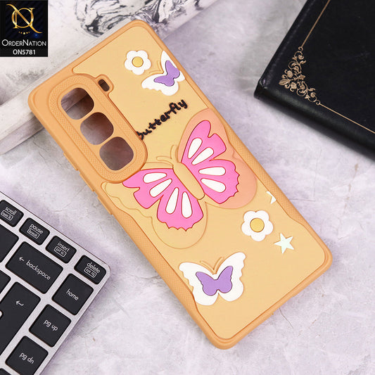 Infinix Hot 50 Pro Plus Cover - Yellow - 3D Butterfly Soft Case With Camera Protection Case