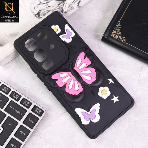 Infinix Note 50 4G Cover - Black - 3D Butterfly Soft Case With Camera Protection Case