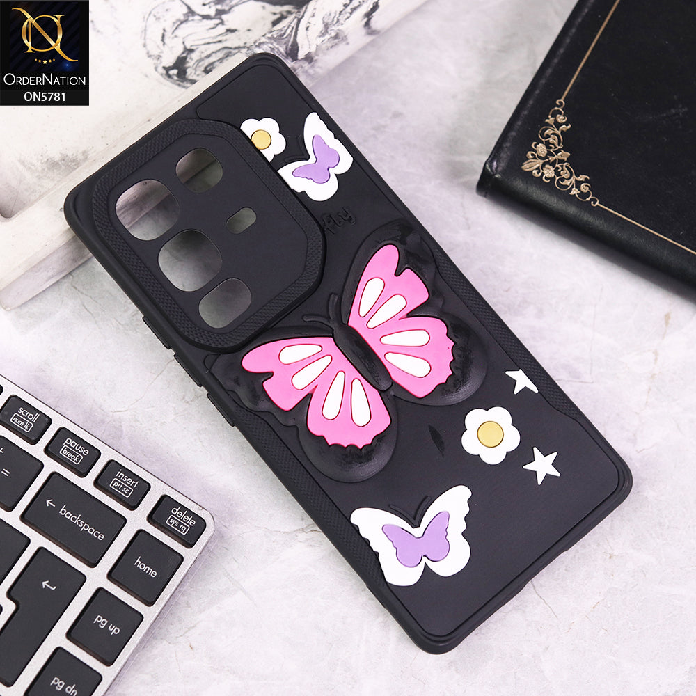 Infinix Note 50 Pro 4G Cover - Black - 3D Butterfly Soft Case With Camera Protection Case
