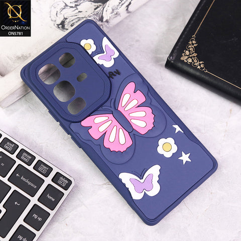 Infinix Note 50 Pro 4G Cover - Blue - 3D Butterfly Soft Case With Camera Protection Case