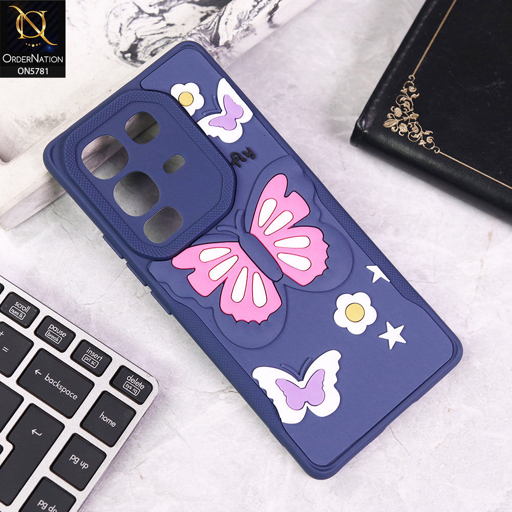 Infinix Note 50 4G Cover - Blue - 3D Butterfly Soft Case With Camera Protection Case