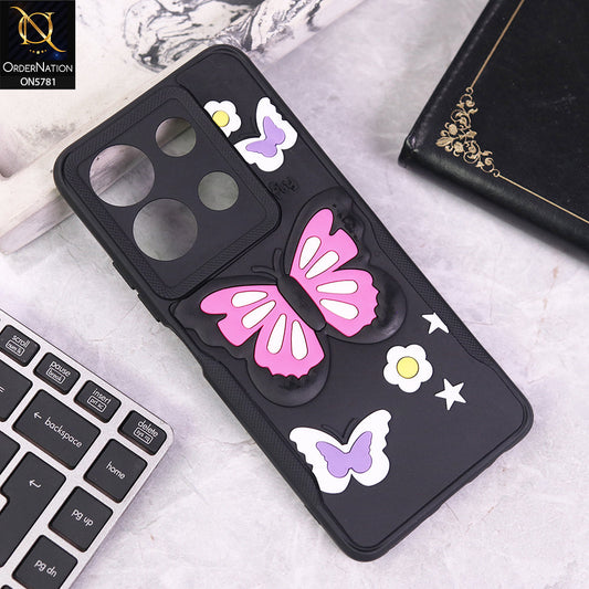 Infinix Note 30 Cover - Black - 3D Butterfly Soft Case With Camera Protection Case