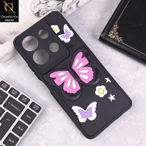 Infinix Note 30 Cover - Black - 3D Butterfly Soft Case With Camera Protection Case