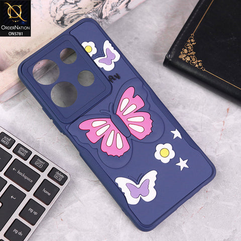 Infinix Note 30 Cover - Blue - 3D Butterfly Soft Case With Camera Protection Case