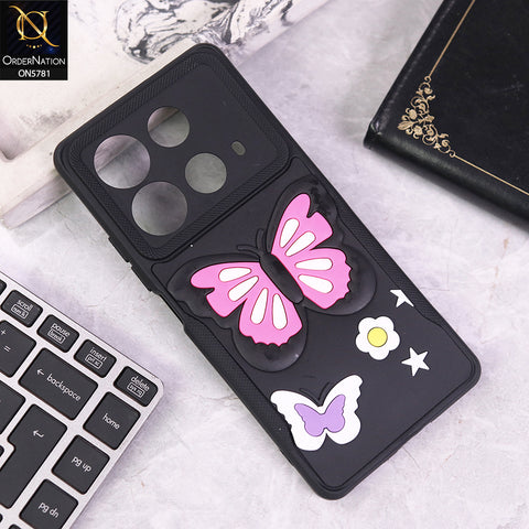 Infinix Note 40 Cover - Black - 3D Butterfly Soft Case With Camera Protection Case