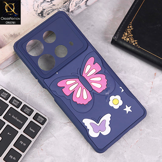 Infinix Note 40 Cover - Blue - 3D Butterfly Soft Case With Camera Protection Case