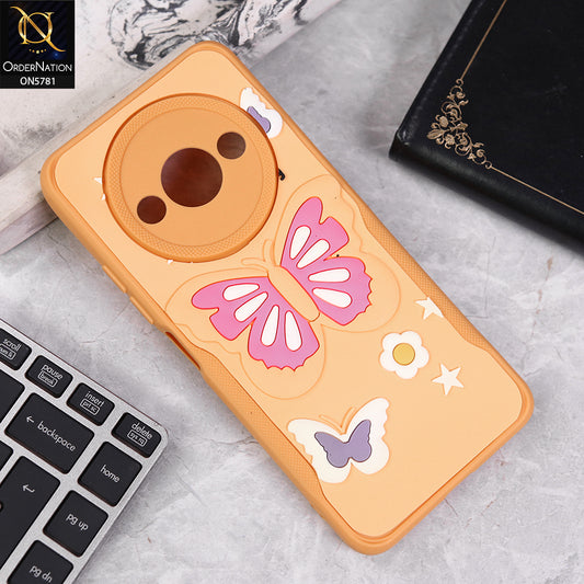 Xiaomi Redmi A3x Cover - Yellow - 3D Butterfly Soft Case With Camera Protection Case