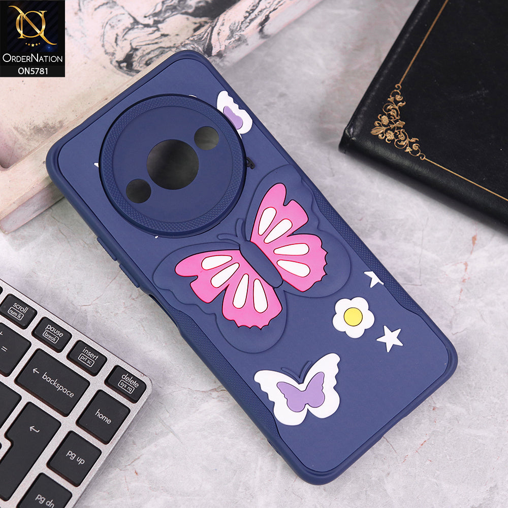Xiaomi Poco C61 Cover - Blue - 3D Butterfly Soft Case With Camera Protection Case
