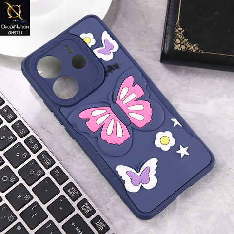 Xiaomi Redmi Note 14 4G Cover - Blue - 3D Butterfly Soft Case With Camera Protection Case