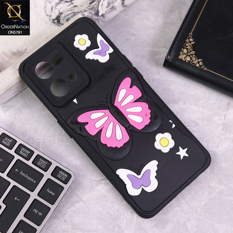 Oppo Reno 7 4G Cover - Black - 3D Butterfly Soft Case With Camera Protection Case