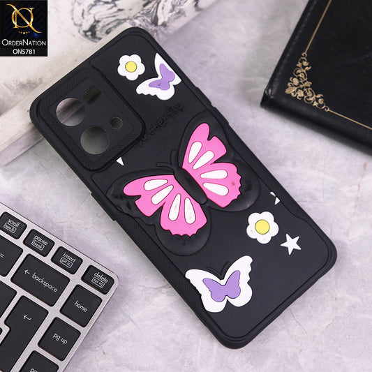 Oppo F21 Pro 4G Cover - Black - 3D Butterfly Soft Case With Camera Protection Case