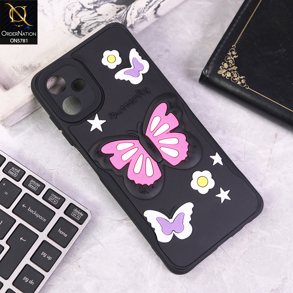 Samsung Galaxy A06 Cover - Black - 3D Butterfly Soft Case With Camera Protection Case
