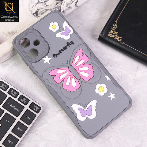 Samsung Galaxy A06 Cover - Gray - 3D Butterfly Soft Case With Camera Protection Case