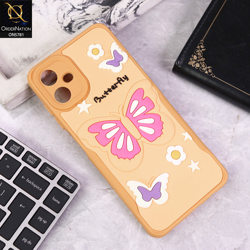 Samsung Galaxy A06 Cover - Yellow - 3D Butterfly Soft Case With Camera Protection Case
