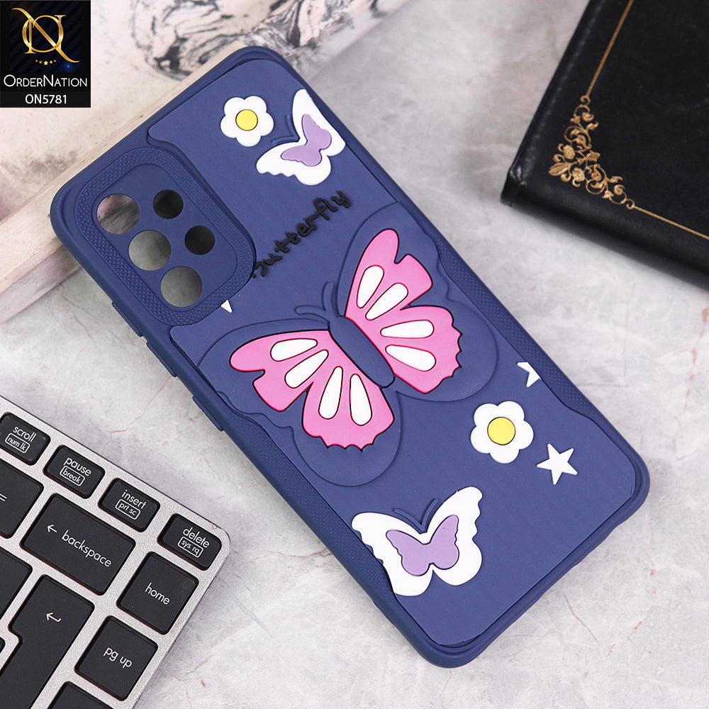 Samsung Galaxy A13 Cover - Blue - 3D Butterfly Soft Case With Camera Protection Case
