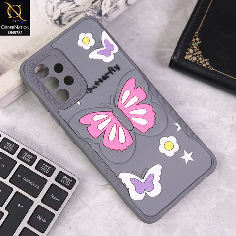 Samsung Galaxy A13 Cover - Gray - 3D Butterfly Soft Case With Camera Protection Case