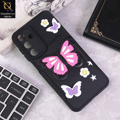 Samsung Galaxy A16 Cover - Black - 3D Butterfly Soft Case With Camera Protection Case
