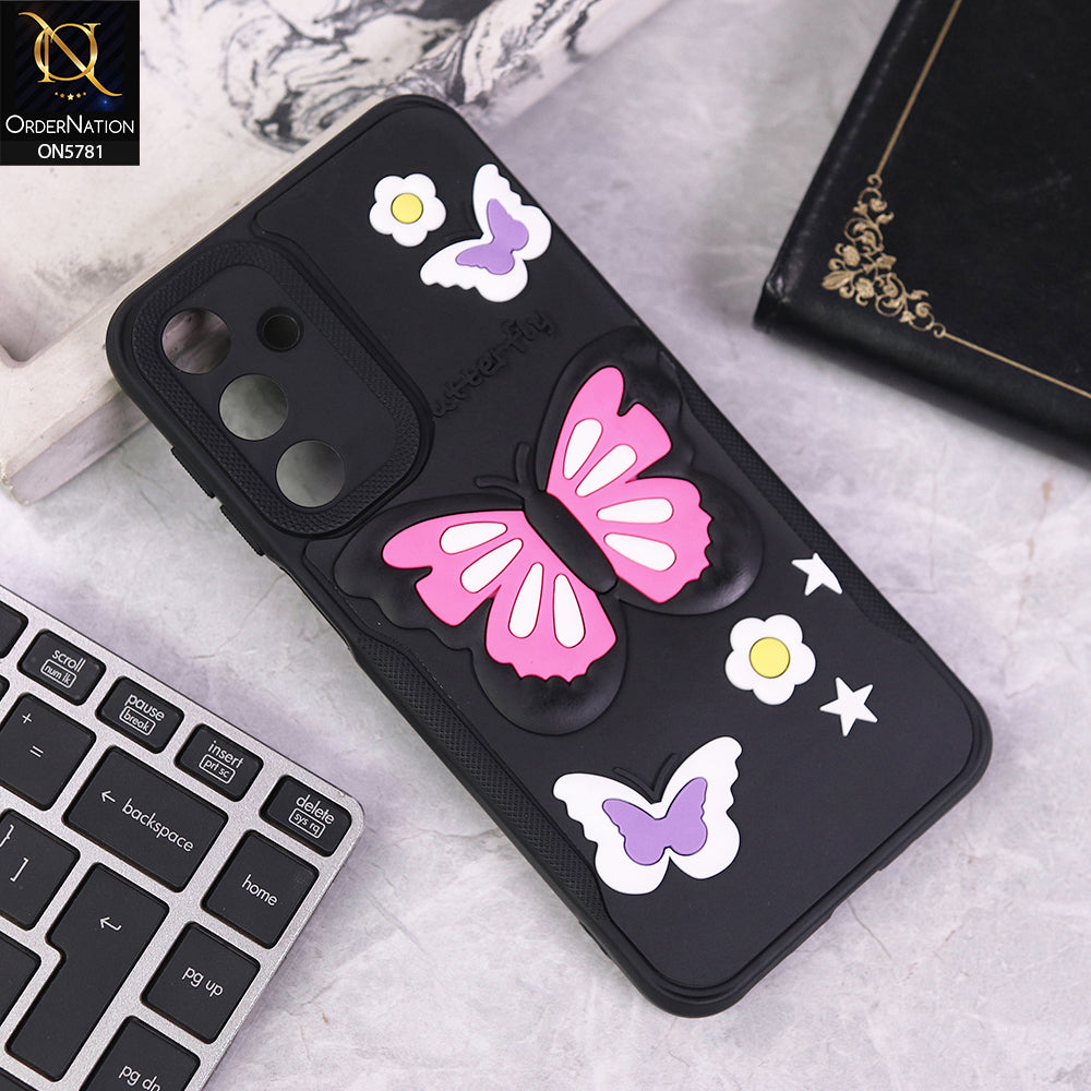 Samsung Galaxy A15 4G 5G Cover - Black - 3D Butterfly Soft Case With Camera Protection Case
