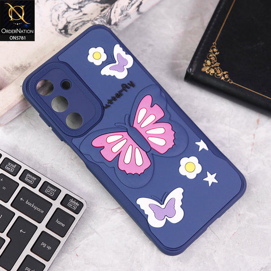 Samsung Galaxy A14 Cover - Blue - 3D Butterfly Soft Case With Camera Protection Case