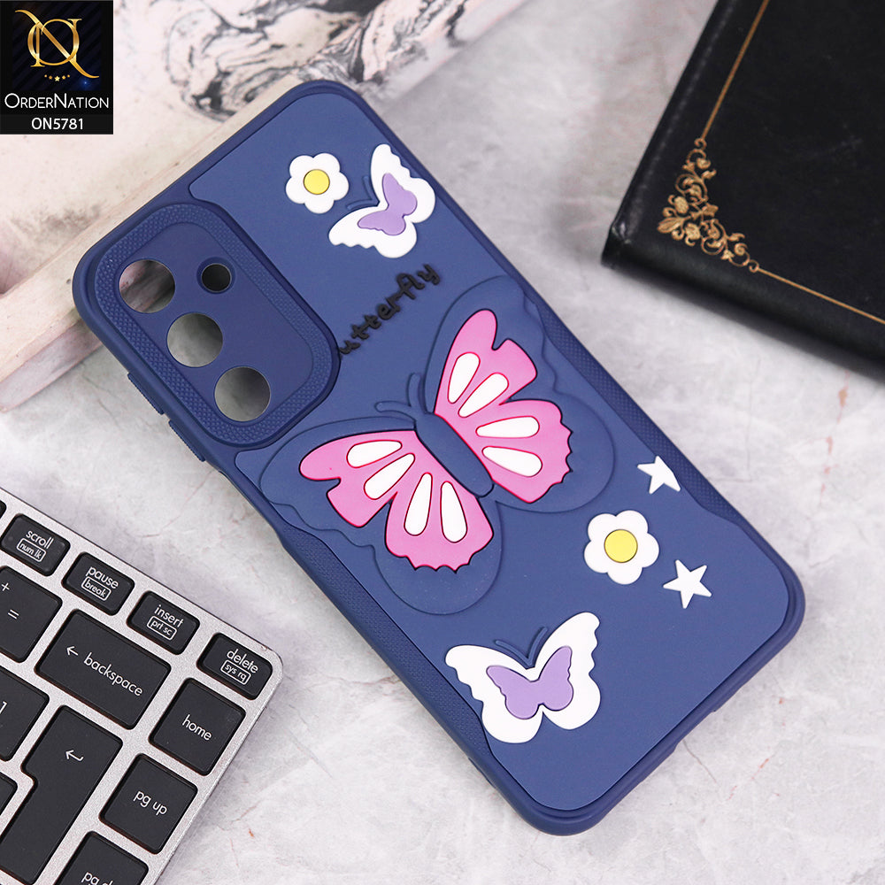 Samsung Galaxy A15 4G 5G Cover - Blue - 3D Butterfly Soft Case With Camera Protection Case