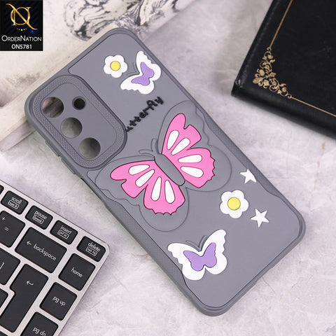 Samsung Galaxy A15 4G Cover - Gray - 3D Butterfly Soft Case With Camera Protection Case