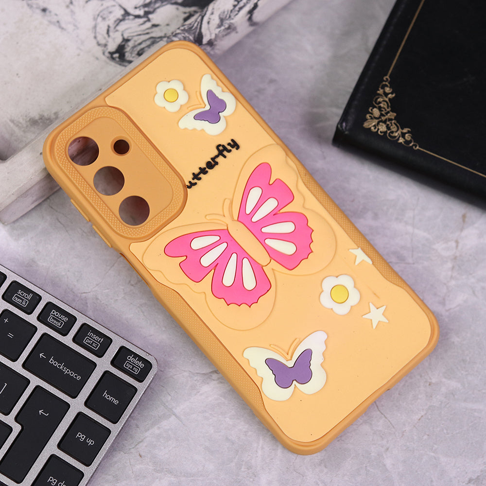 Samsung Galaxy A16 5G Cover - Yellow - 3D Butterfly Soft Case With Camera Protection Case