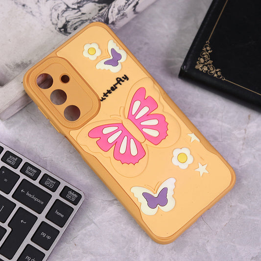 Samsung Galaxy A16 Cover - Yellow - 3D Butterfly Soft Case With Camera Protection Case
