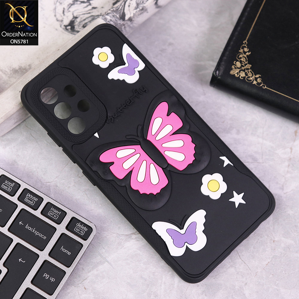 Samsung Galaxy A32 Cover - Black - 3D Butterfly Soft Case With Camera Protection Case