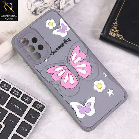 Samsung Galaxy A32 Cover - Gray - 3D Butterfly Soft Case With Camera Protection Case