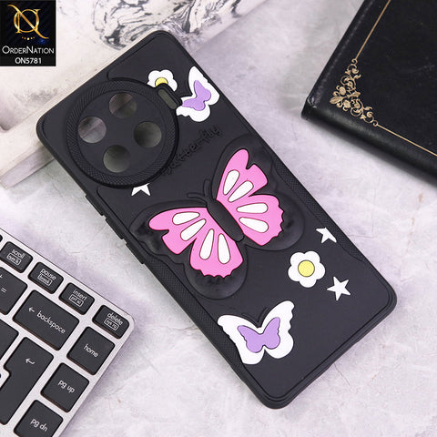 Tecno Spark 20 Pro Plus Cover - Black - 3D Butterfly Soft Case With Camera Protection Case