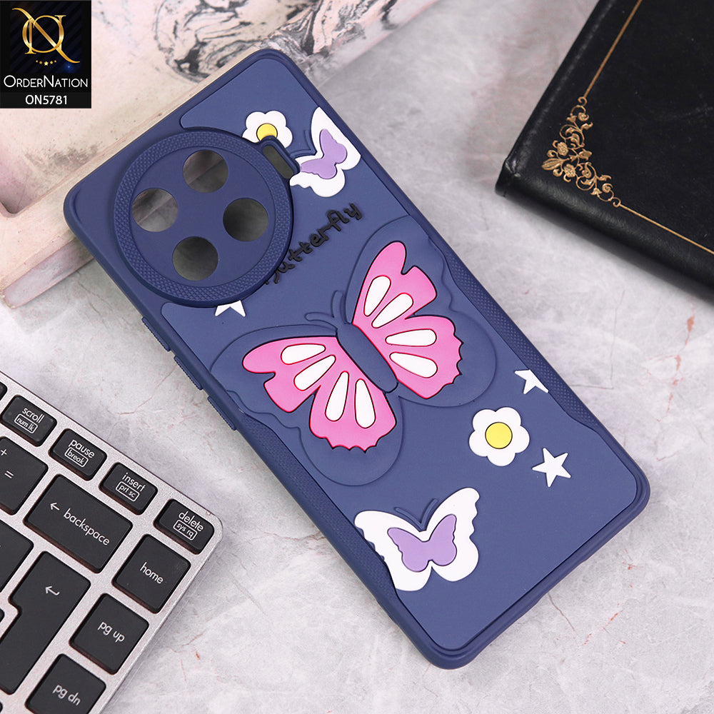 Tecno Spark 20 Pro Plus Cover - Blue - 3D Butterfly Soft Case With Camera Protection Case