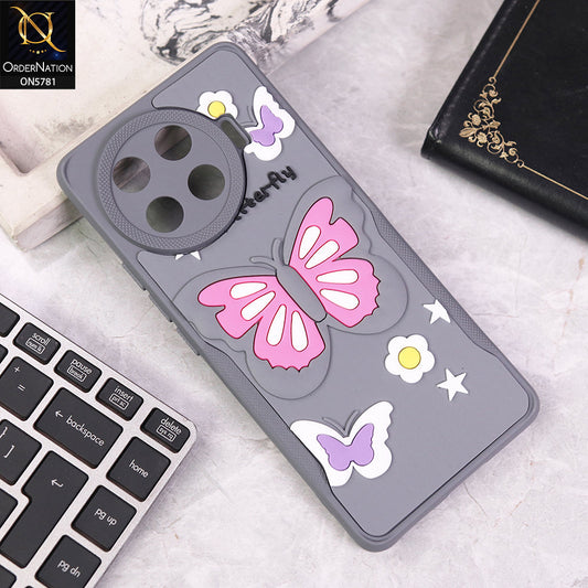 Tecno Spark 20 Pro Plus Cover - Gray - 3D Butterfly Soft Case With Camera Protection Case