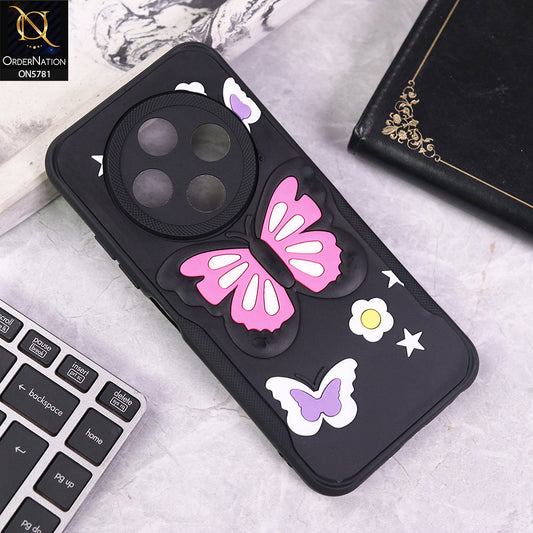 Tecno Spark 30C 4G Cover - Black - 3D Butterfly Soft Case With Camera Protection Case