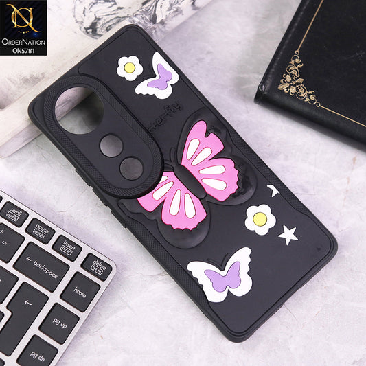 Vivo V40 Cover - Black - 3D Butterfly Soft Case With Camera Protection Case