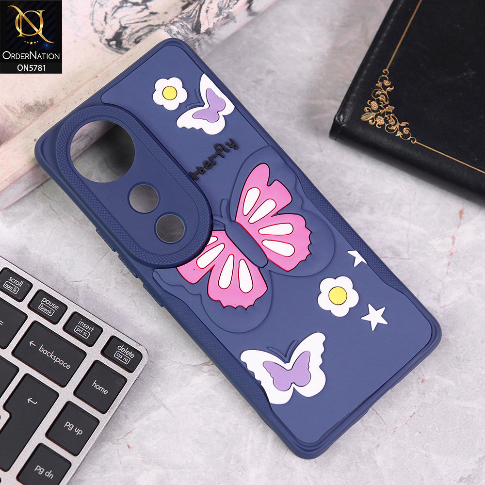 Vivo S19 Cover - Blue - 3D Butterfly Soft Case With Camera Protection Case